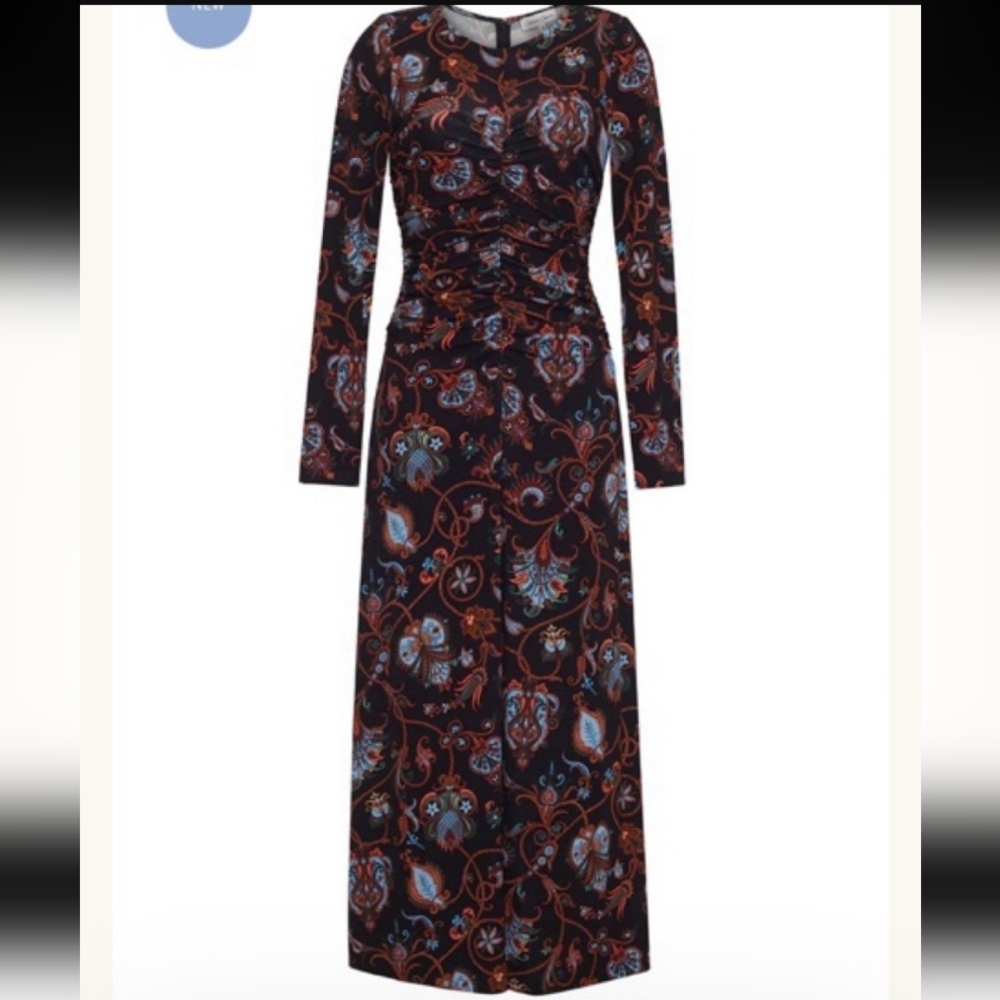 Cara Cara Maisy Ruched Midi Dress in Clover Black